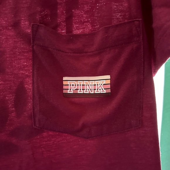 Pink v neck campus t shirt - Picture 8 of 8